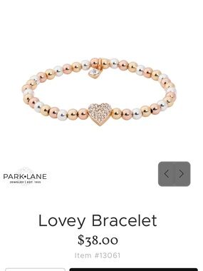 Park Lane Tri-Tone Beaded Heart Bracelet - Rose Gold, Gold & Silver